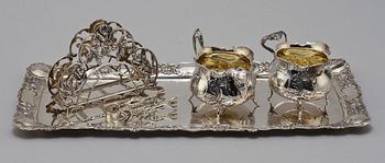 PARTI SILVER, 5 delar, GEWE, Malmö, 1900-talets andra hälft. Vikt 750 g.