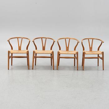 Hans Wegner, stolar 4 st, modell CH-24, "Y-stolen", Carl Hansen & Son, Odense, Danmark.