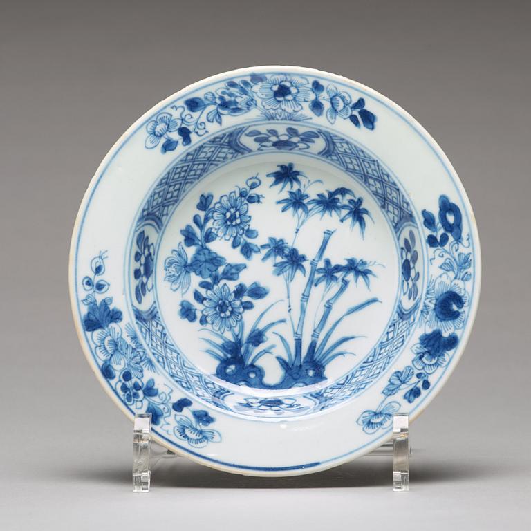 A matched set of 12 blue and white dessert dishes, Qing dynasty, 18th Century.