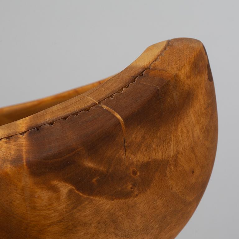 LARS LEVI SUNNA, a sami birch and reindeer horn bowl, signed LL SUNNA.