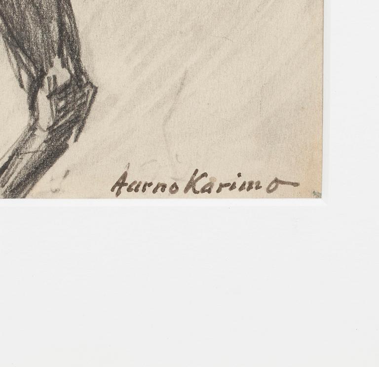 AARNO KARIMO, teckning, blyerts på papper, signerad,  1920/1930-tal.