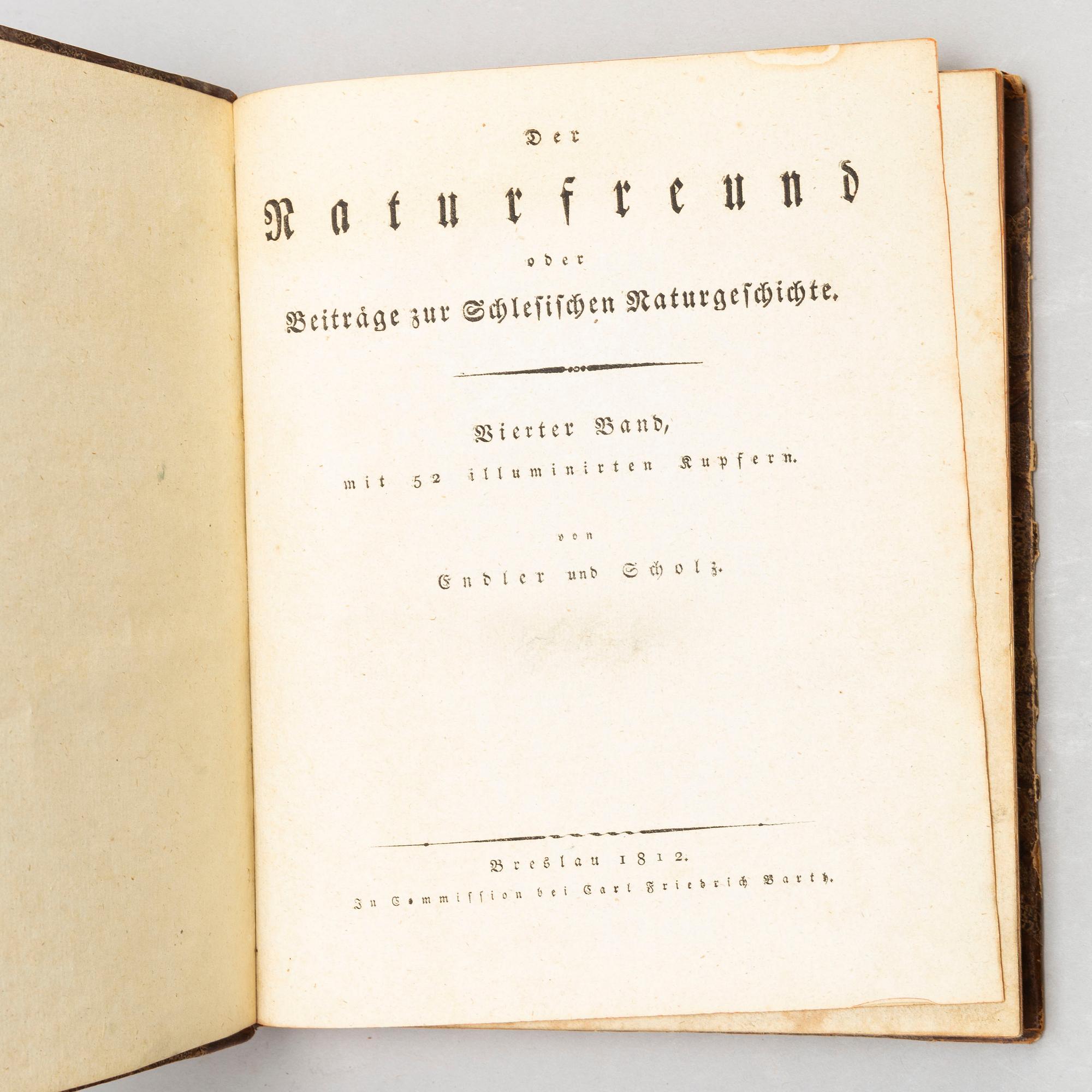 BOOK, with hand coloured dry needle engravings.