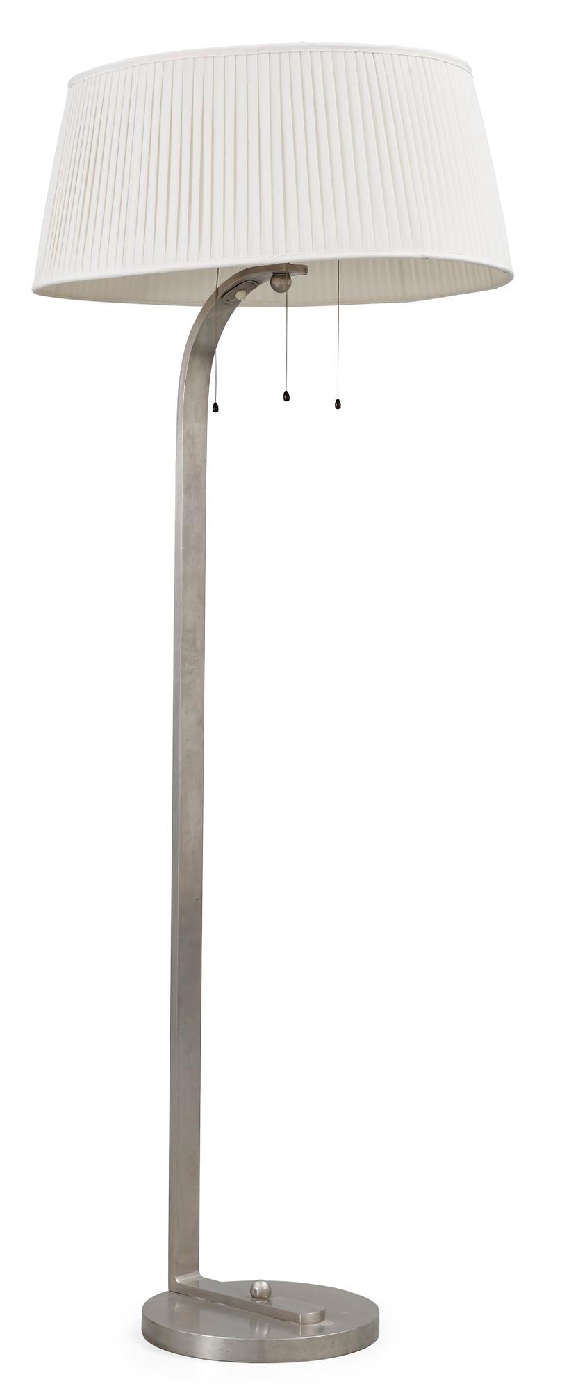 A polished steel floorlamp probably France 1930's.