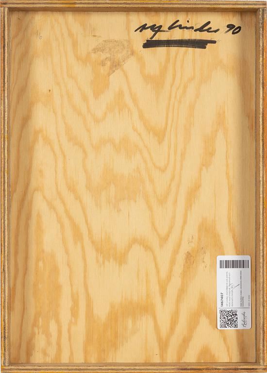 Alf Linder,  mixed media on panel, sigfned and dated -90 verso.