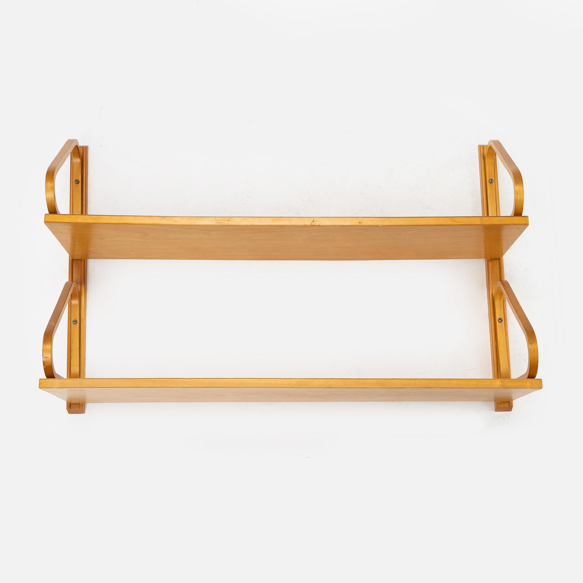 Alvar Aalto, a model 112B-2 birch wall shelf, Svenska Artek, Aalto Design, Hedemora, 1945-56.