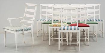 STOLAR 10 st samt KARMSTOL. "Vapensmeden" Carl Malmsten.