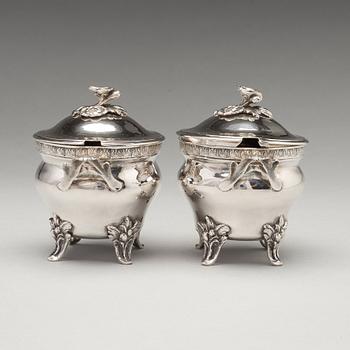 A PAIR OF SWEDISH SILVER SUGAR-BOWLS AND COVERS, Makers mark of Jacob Lampa, Stockholm 1778.