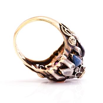 RING, 18K guld, diamanter, rubin, safir, smaragd, granat och månsten m.fl.