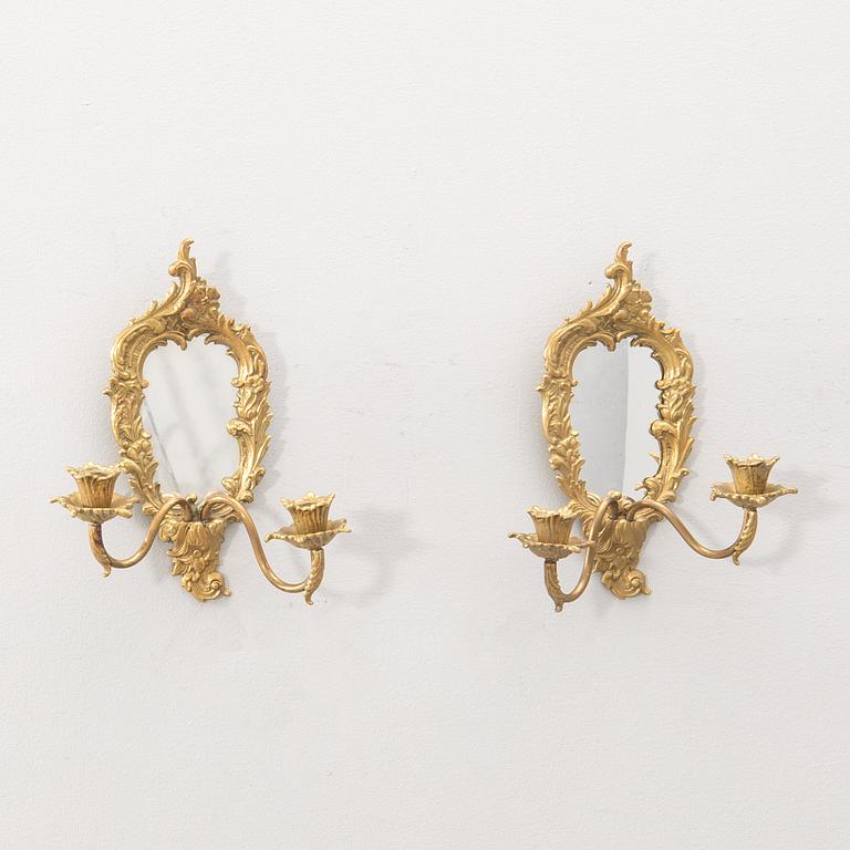 Spegellampetter ett par Rokoko-stil 1900-talets första hälft.