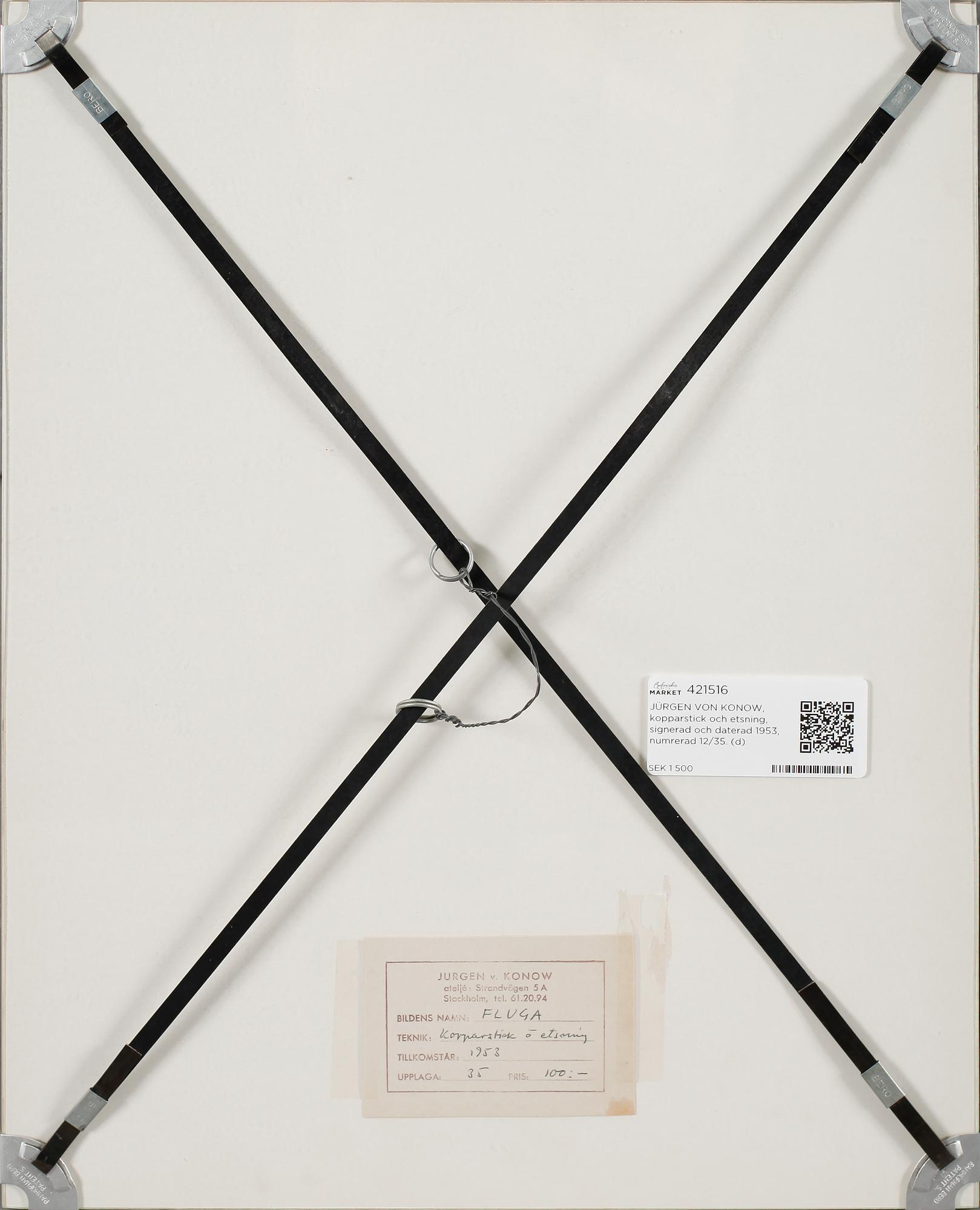 JÜRGEN VON KONOW, kopparstick och etsning, signerad och daterad 1953, numrerad 12/35.