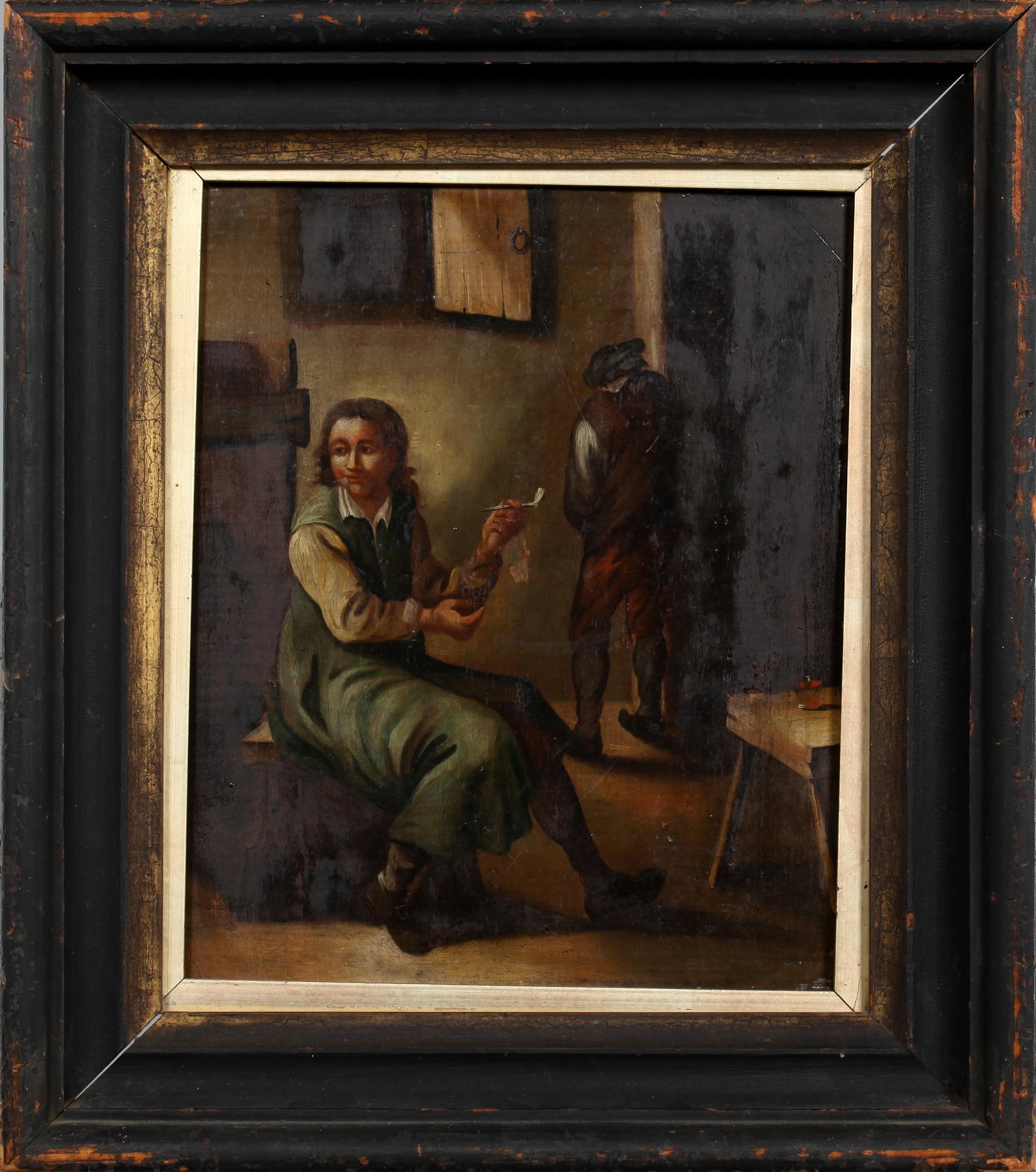 OKÄND KONSTNÄR, olja på pannå, 1800-tal.