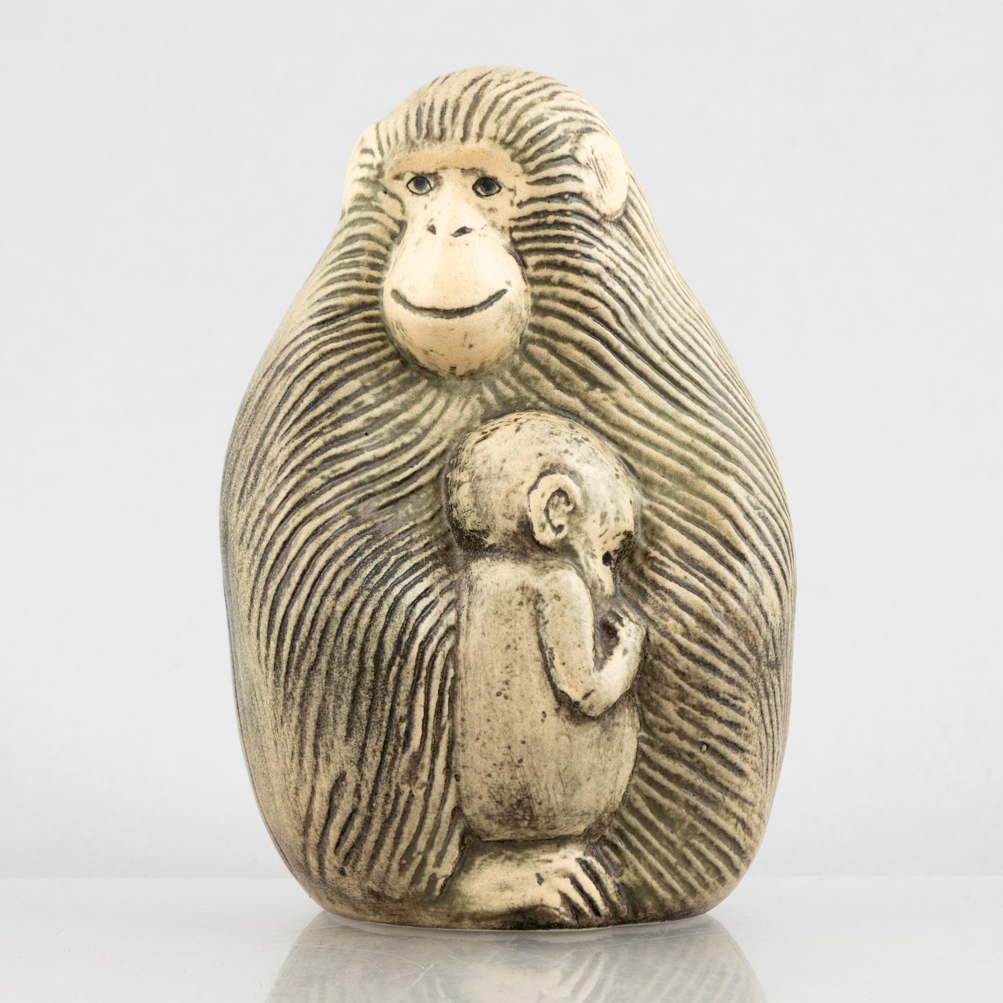 Lisa Larson, figurines, a set of four stoneware figurines including 'Lejon mini' from the series 'Afrika', Gustavsberg.