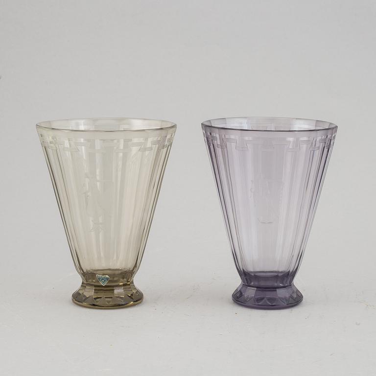 Two 1920/30s glass vases, design Simon Gate for Orrefors.