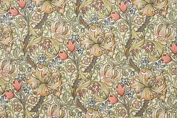 Morris & Co, two 'Golden Lily' linen curtains, Sanderson.