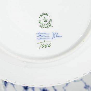 Royal Copenhagen, a 77-piece porcelain dinner service, 'Blue Fluted', full lace, Denmark, 1950's-70's.