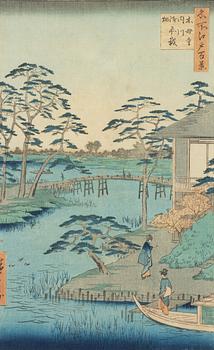 Ando Utagawa Hiroshige, färgträsnitt, Japan, 1800-talets mitt.