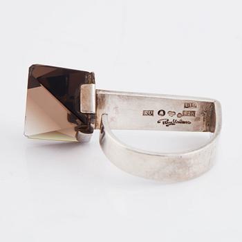 Rey Urban, a sterling silver ring with a faceted smoky quartz,  Stockholm 1985.