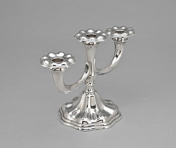 KANDELABER, silver, rokokostil, C G Hallberg, Stockholm 1938.