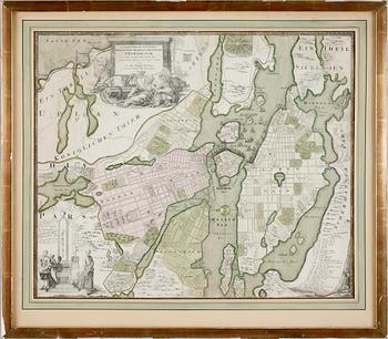 Johann Baptist Homann · KARTA, "Der Kön. Schwed. Reichs. U. Hauptstadt", Johan Baptista Homann, Nürnberg, 1700-tal.