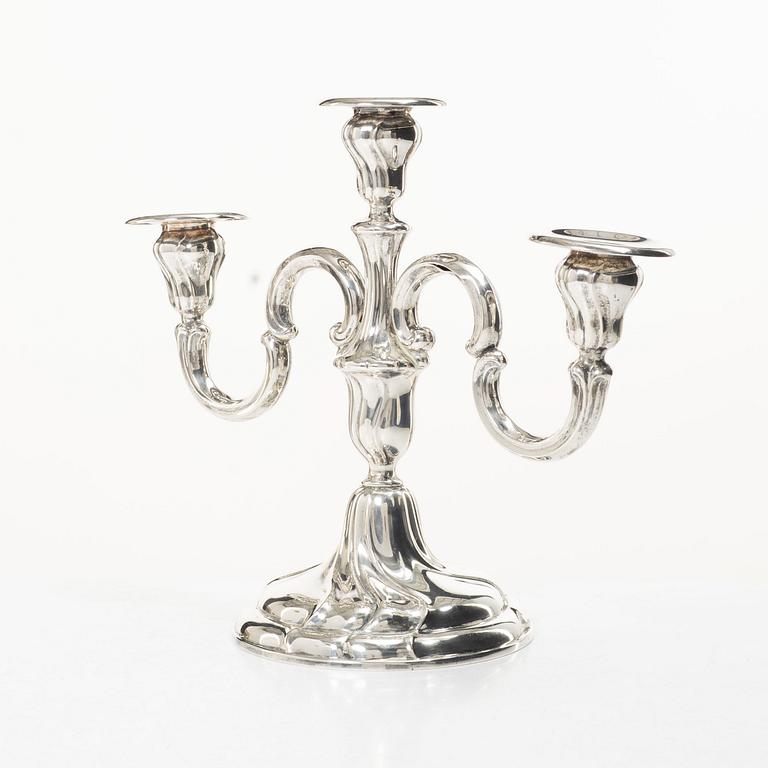 Candelabrum, silver, Rococo style, Germany, first half of the 20th century.