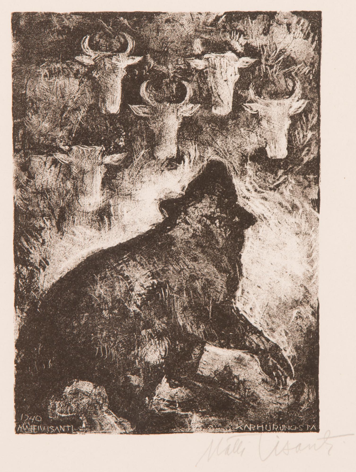 MATTI VISANTI, litografier, 3 st, signerade och i plåten daterade 1940.