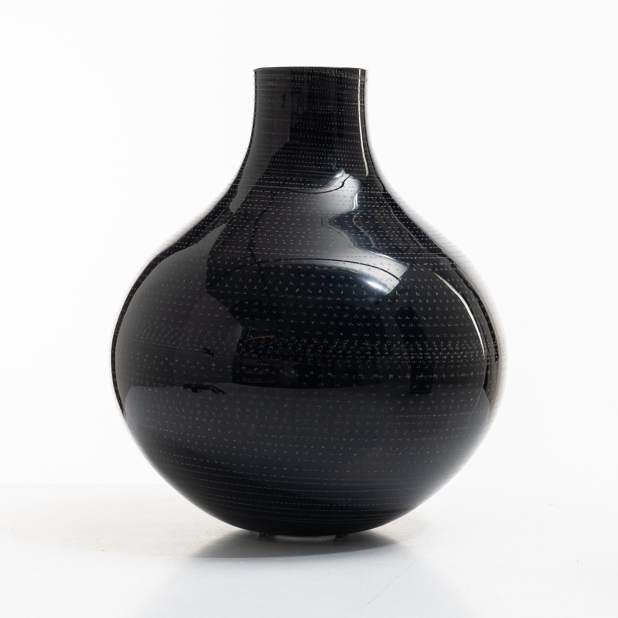 Ingegerd Råman, two glass vases “Night and Day”, Orrefors 2004, limited editions 144/200 and 32/200.