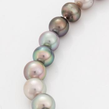 A cultured Tahiti pearl necklace with a Peter Schmid/Atelier Zobel clasp.