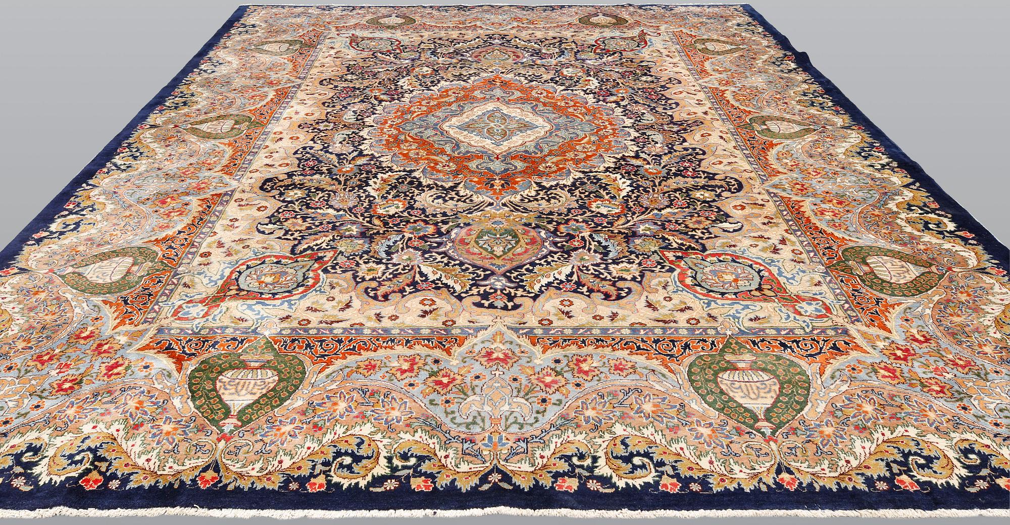 A figural Kashmar carpet, 391 x 306 cm.