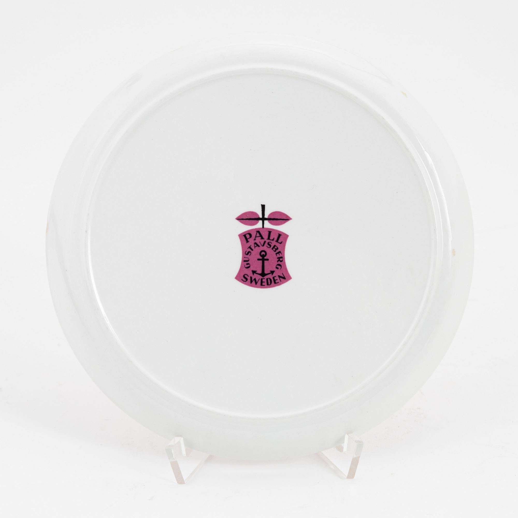 Stig Lindberg, assietter, 6 st, flintgods, "Pall", Gustavsberg, 1963-1964.