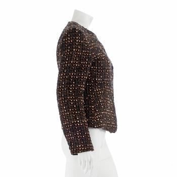 DONNA KAREN, a wool blend tweed jacket, size 48.