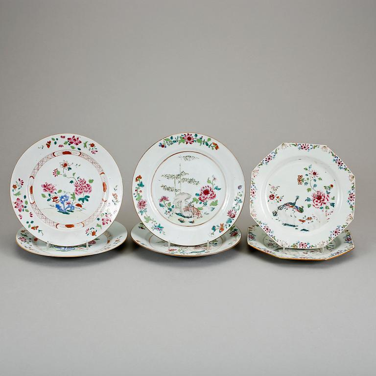 TALLRIKAR, 2+2+2, porslin, Qianlong, kina 1700-tal.