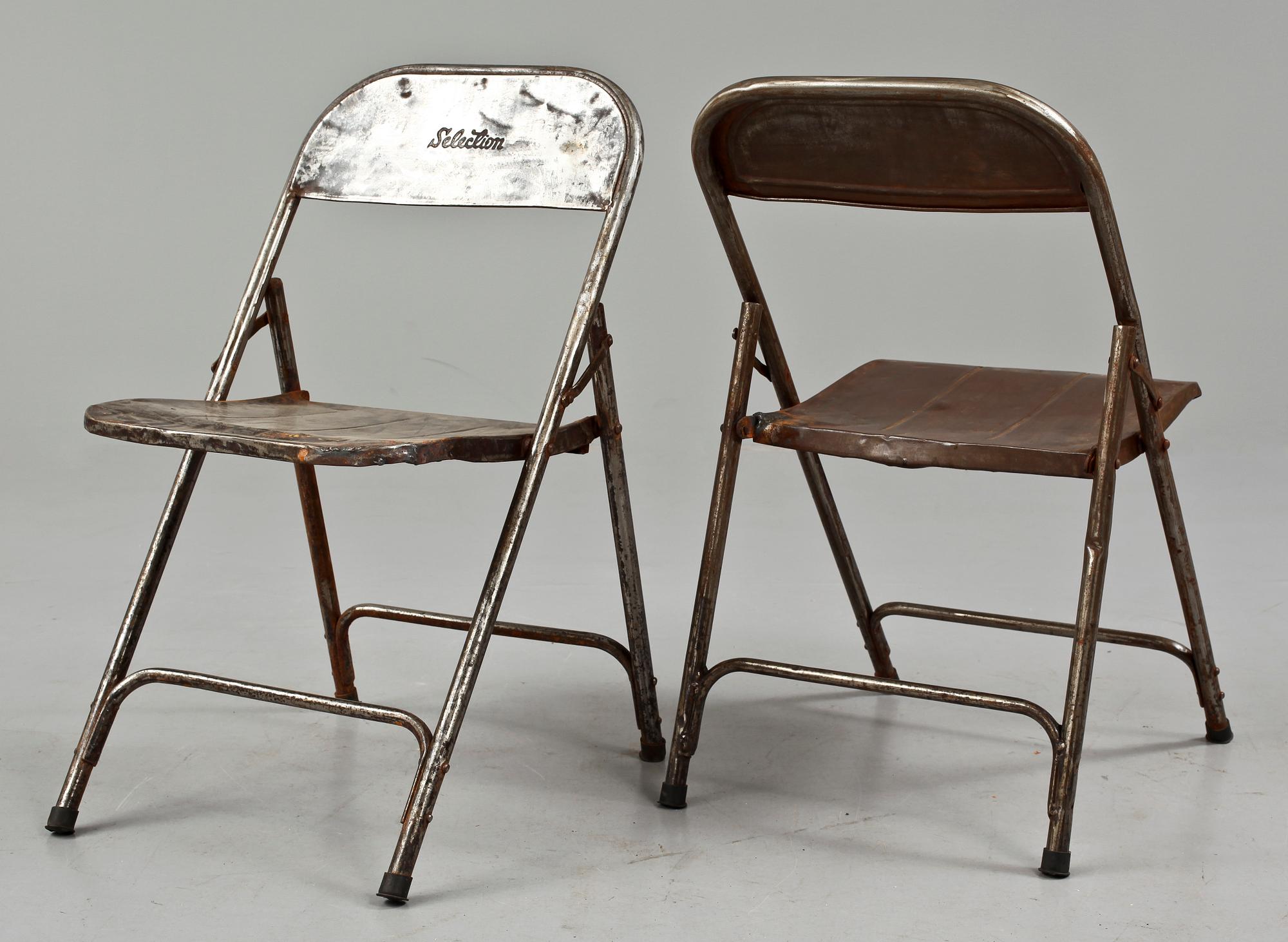 KLAPPSTOLAR, 6 st, plåt, 1900-talets mitt.