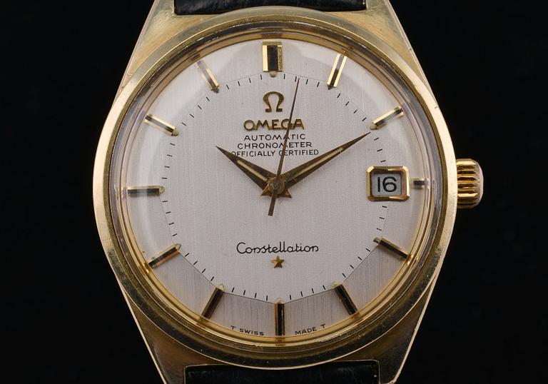 OMEGA CONSTELLATION, Pie- Pan, automatic, chronometer. Gold on steel, date. 1960 s.