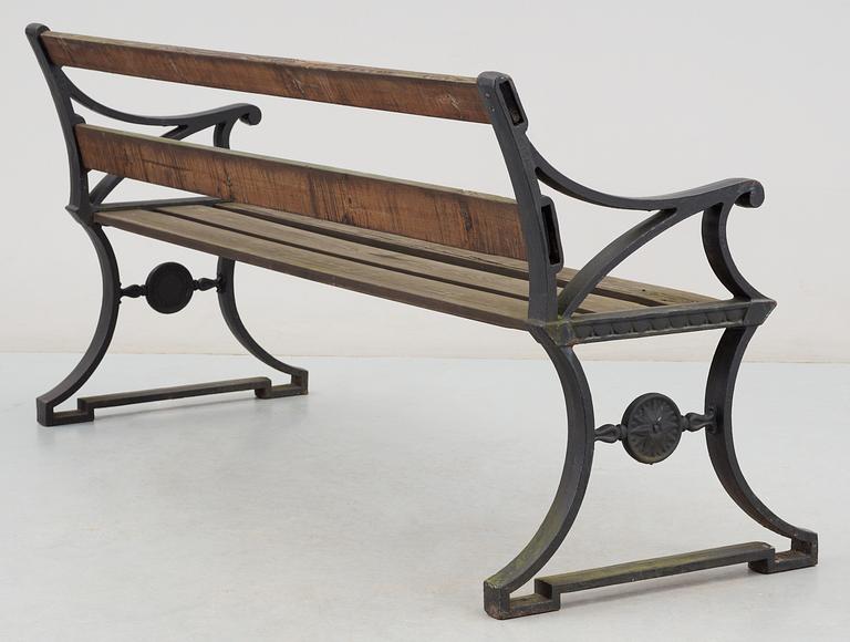 A Folke Bensow cast iron garden sofa by Näfveqvarns bruk.