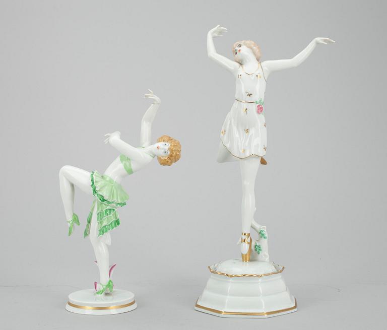 FIGURINER, 2 st, porslin, "Spring" samt "Charleston", Rosenthal 1900-tal.