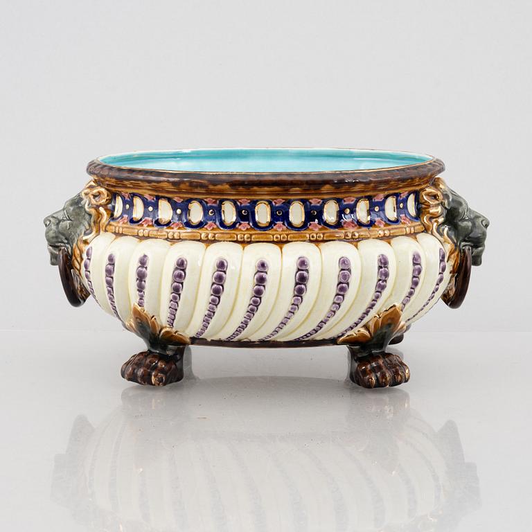 A majolica jardinière, Rörstrand, circa 1900.