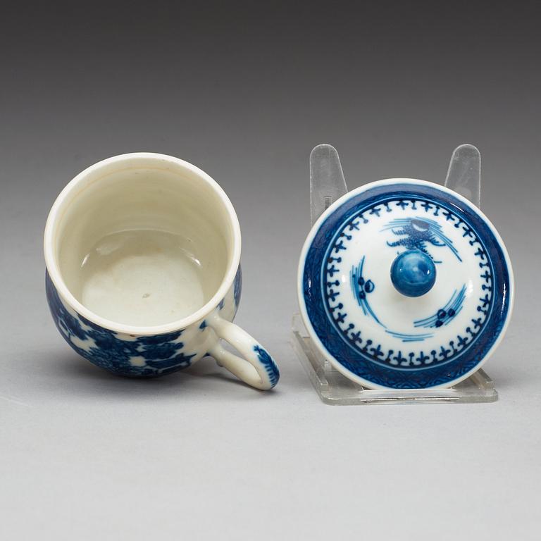 A set of nine blue and white custard cups with covers, Qing dynasty, Jiaqing (1796-1820).