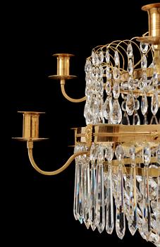 A late Gustavian circa 1800 twelve-light chandelier.