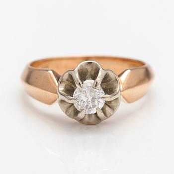 A 14K gold ring with a diamond ca. 0.50 ct. Soviet union.