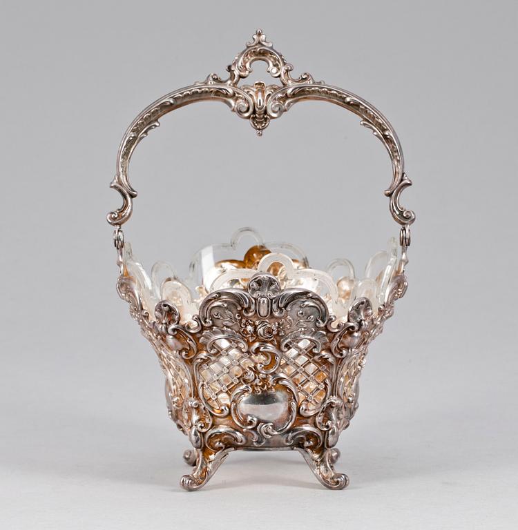 KORG, silver, glas, nyrokoko, Tyskland sent 1800-tal.