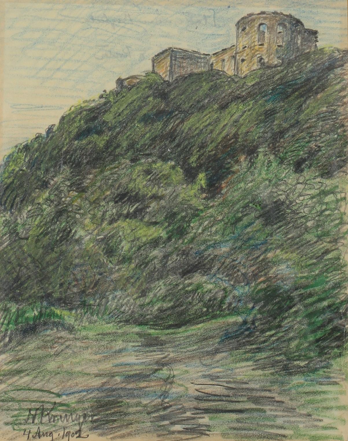 NILS KREUGER, krita på papper, sign och dat 1902.