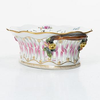 Royal Copenhagen, a lattice bowl and stand, 'Saxon Flower', Denmark, 1889-1922.