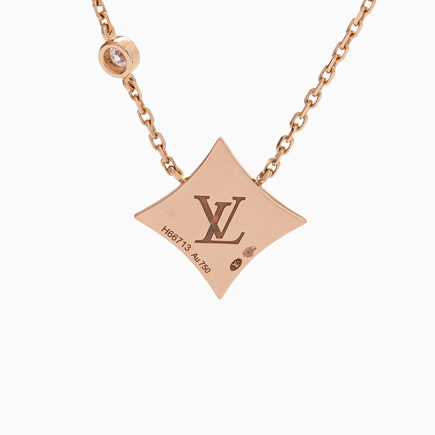 Louis Vuitton, an 18K rose gold "Color Blossom BB Star" necklace with pink mother-of-pearl and a brilliant-cut diamond.