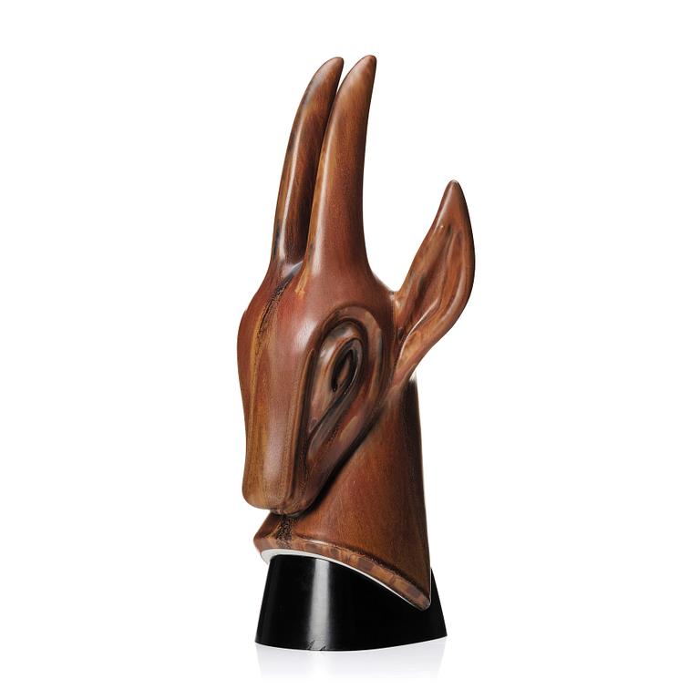 Gunnar Nylund, a unique stoneware sculpture of a buck's head, Rörstrand, Sweden 1950-60s.