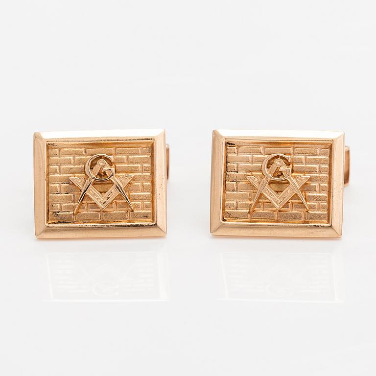 A pair of 14K gold Freemason cufflinks. Jaakko Juhani Toivola, Helsinki 1991.