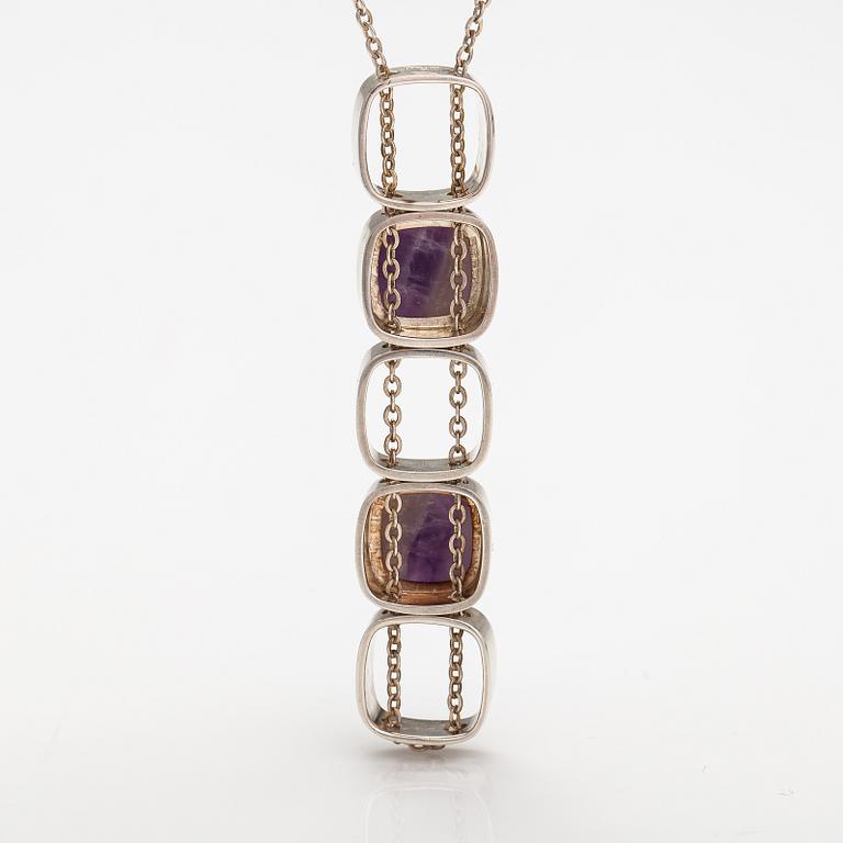 Elis Kauppi, A silver and amethyst necklace. Kupittaan kulta, Turku.
