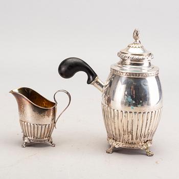 Kaffeservis, silver, 3 delar, bland annat GAB, Stockholm, 1908.