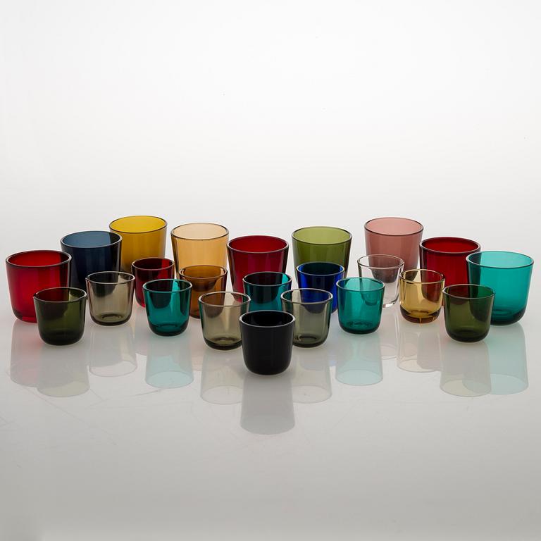 KAHJ FRANCK, A set of nine glasses and fourteen liquor glasses model 5023. Nuutajärvi, Notsjö, mid 20th century.