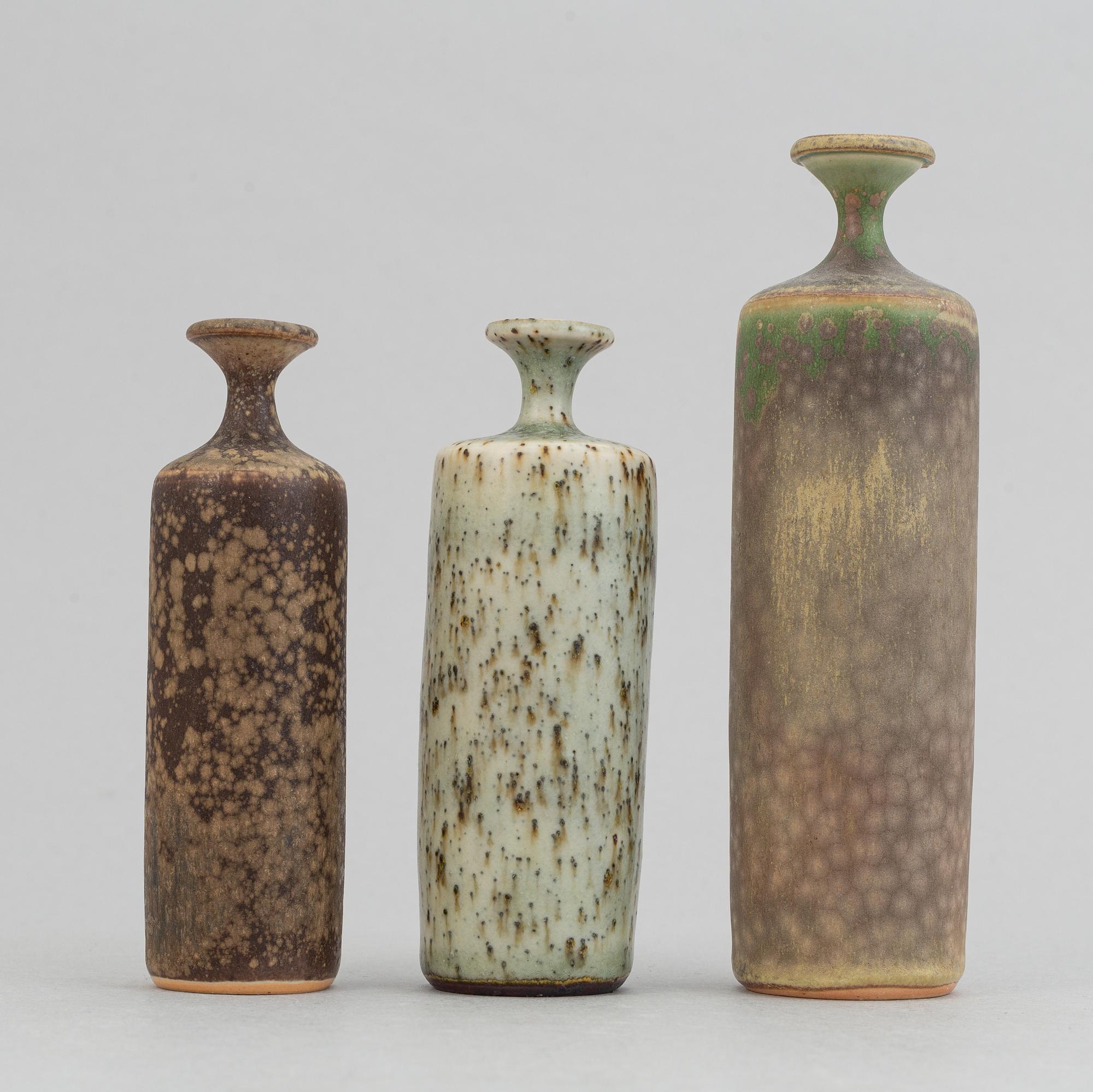 Rolf Palm, a set of ten stoneware miniature vases, Mölle.