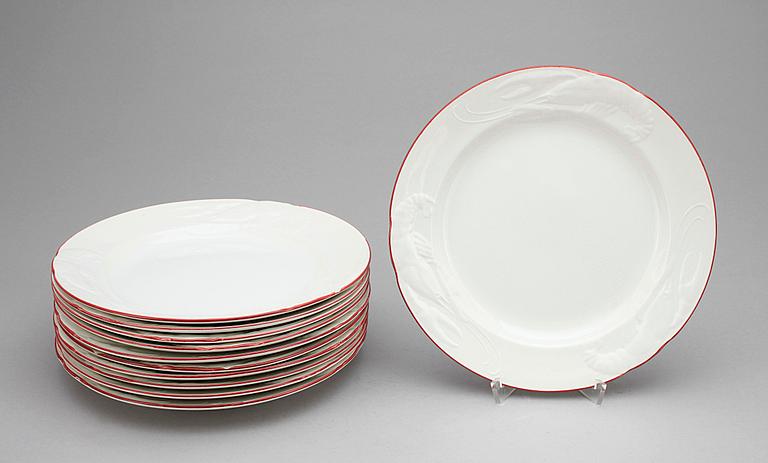 KRÄFTTALLRIKAR, 11st, flintgods, Rörstrand, 1900-talets andra häft.